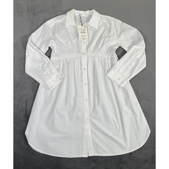 NWT Zara Girls White Long Sleeve Shirt Dress. Collared Button Front 11-12years - Picture 1 of 13